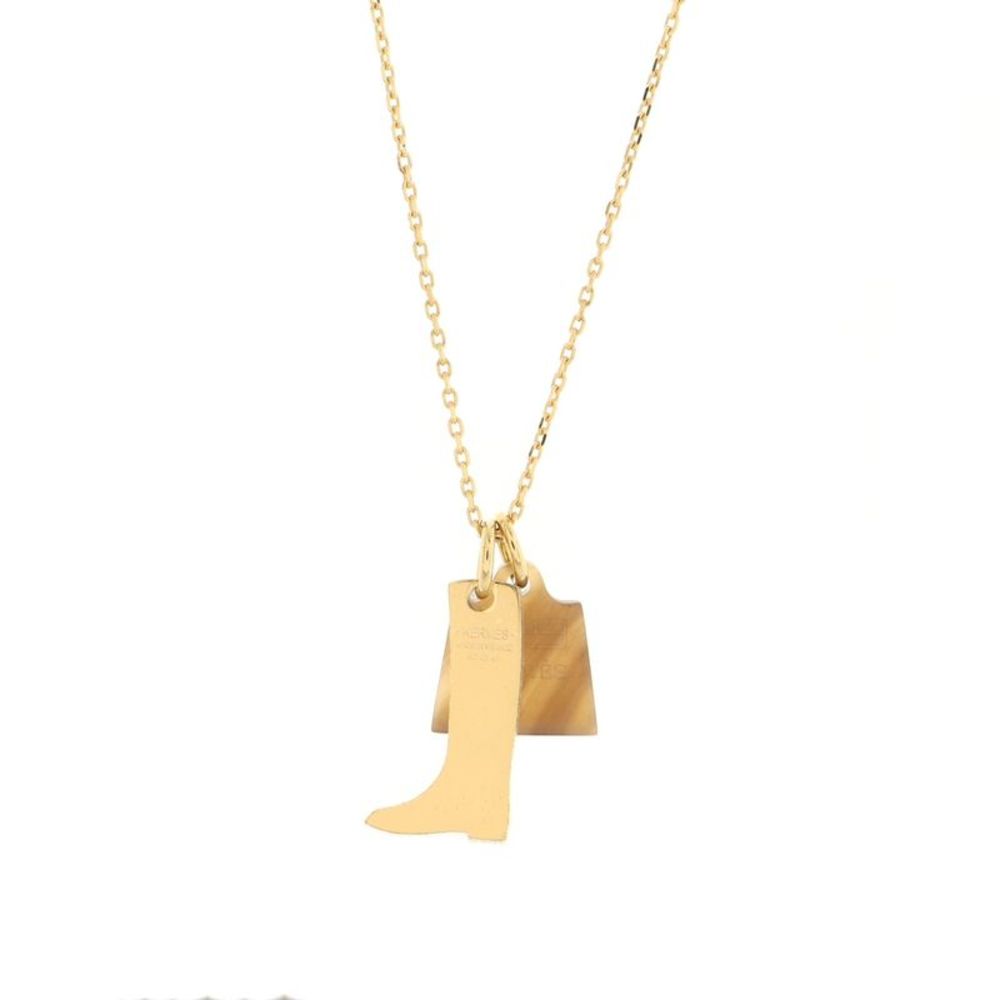 Hermes Amulette Maroquinier Pendant Necklace Metal Small Gold - Picture 3 of 4